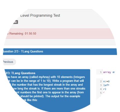 <h3>Candidate</h3><h2>takes test</h2>